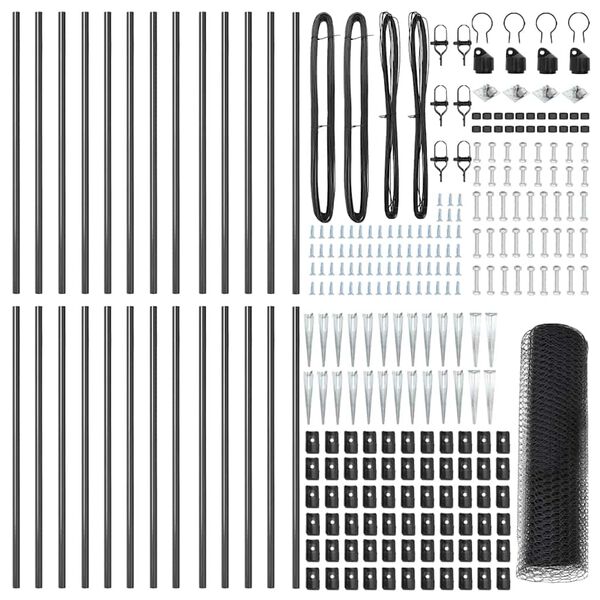 vidaXL Plotov&yacute; sloupek. &Scaron;ed&aacute; 50 x 0,5 m (25 mm pletivo) Ocel a PVC
