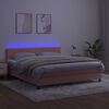 vidaXL Box spring postel s matrac&iacute; a LED růžov&aacute; 180x200 cm samet
