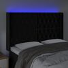 vidaXL Čelo postele s LED čern&eacute; 147 x 16 x 118/128 cm samet