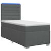 vidaXL Box spring postel s matrac&iacute; a LED Tmavě &scaron;ed&aacute; 90 x 190 cm Textil