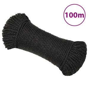 vidaXL Pracovn&iacute; lano čern&eacute; 6 mm 100 m polypropylen