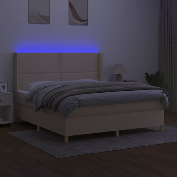 vidaXL Box spring postel s matrac&iacute; a LED kr&eacute;mov&aacute; 160x200 cm textil