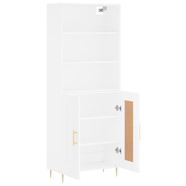 vidaXL Skř&iacute;ň highboard b&iacute;l&aacute; 69,5 x 34 x 180 cm kompozitn&iacute; dřevo