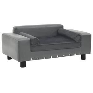 vidaXL Pohovka pro psy &scaron;ed&aacute; 81 x 43 x 31 cm ply&scaron; a uměl&aacute; kůže