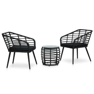 vidaXL 3d&iacute;ln&yacute; bistro set polyratan čern&yacute;