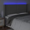 vidaXL Čelo postele s LED &scaron;ed&eacute; 183 x 16 x 118/128 cm uměl&aacute; kůže