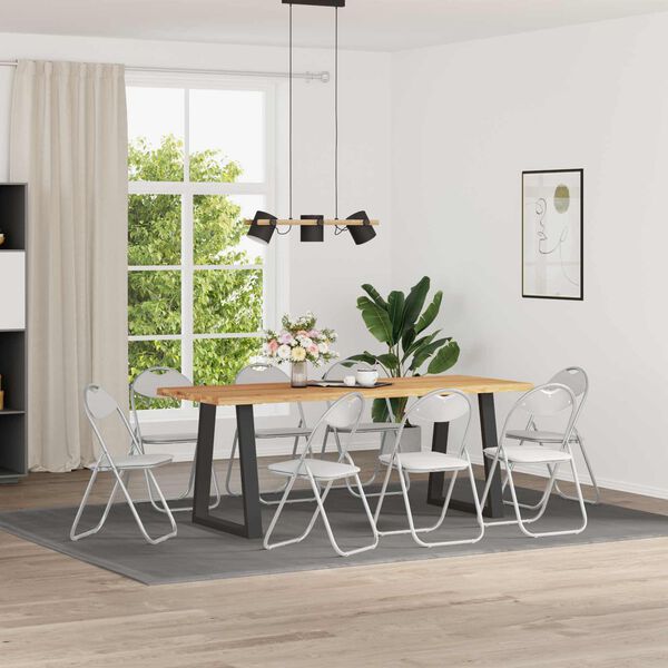 vidaXL Skl&aacute;dac&iacute; židle 8 pcs B&iacute;l&aacute; a &scaron;ed&aacute; 48 x 43,5 x 81 cm Uměl&aacute; kůže