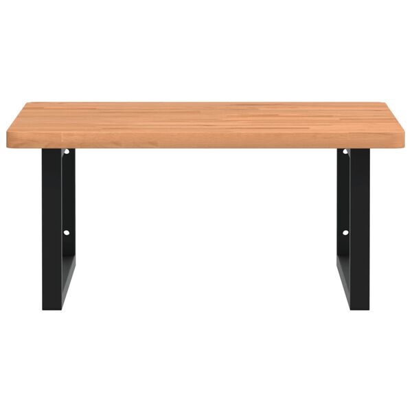 vidaXL Deska pod umyvadlo n&aacute;stěnn&aacute; ocel a masivn&iacute; bukov&eacute; dřevo