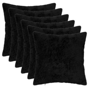 vidaXL Povlak na pol&scaron;t&aacute;ř 6 ks HEERLEN Čern&aacute; 30 x 30 cm Uměl&aacute; kr&aacute;lič&iacute;