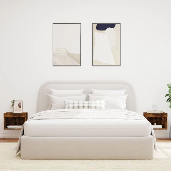 vidaXL Nočn&iacute; stolky s LED osvětlen&iacute;m n&aacute;stěnn&eacute; 2 ks kouřov&yacute; dub