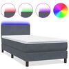 vidaXL Box spring postel s matrac&iacute; a LED tmavě &scaron;ed&aacute; 100x210 cm samet