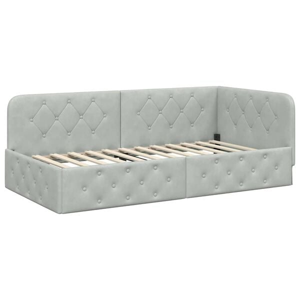 vidaXL Rohov&yacute; r&aacute;m postele s čelo Světle &scaron;ed&aacute; 90 x 200 cm samet