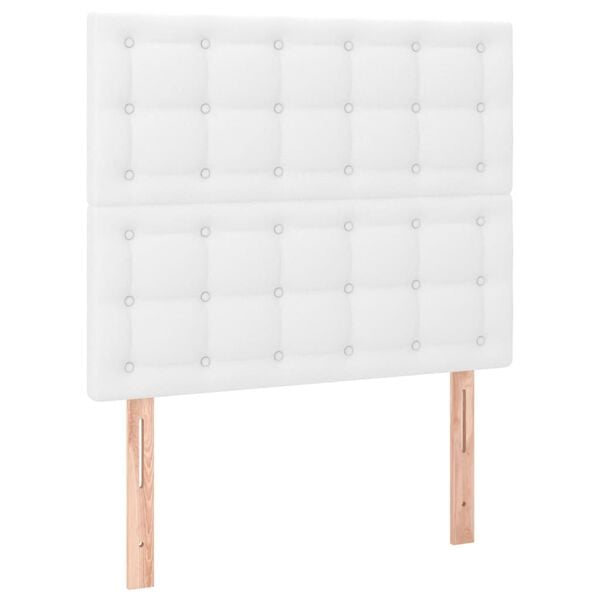 vidaXL Čelo postele s LED bílé 100x5x118/128 cm umělá kůže