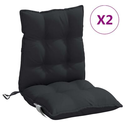 vidaXL Podušky na židli s nízkým opěradlem 2 ks černé oxfordská látka