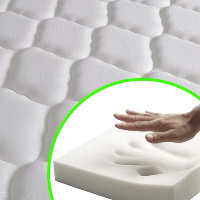 vidaXL Postel s matrací z paměťové pěny bílá umělá kůže 90 x 200 cm