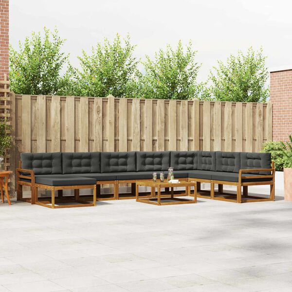 vidaXL Venkovn&iacute; pohovkov&aacute; souprava 9 pcs Přirozen&aacute; a Anthracitov&aacute;