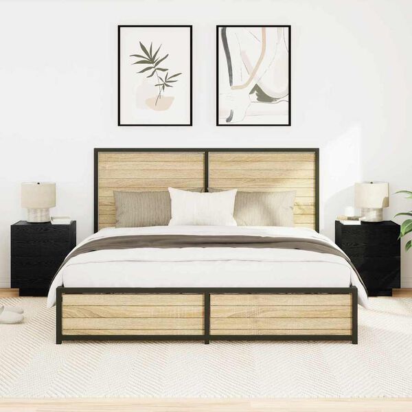 vidaXL Nočn&iacute; skř&iacute;ňka 2 pcs Čern&yacute; dub 45 x 40 x 55 cm kompozitn&iacute; dřevo