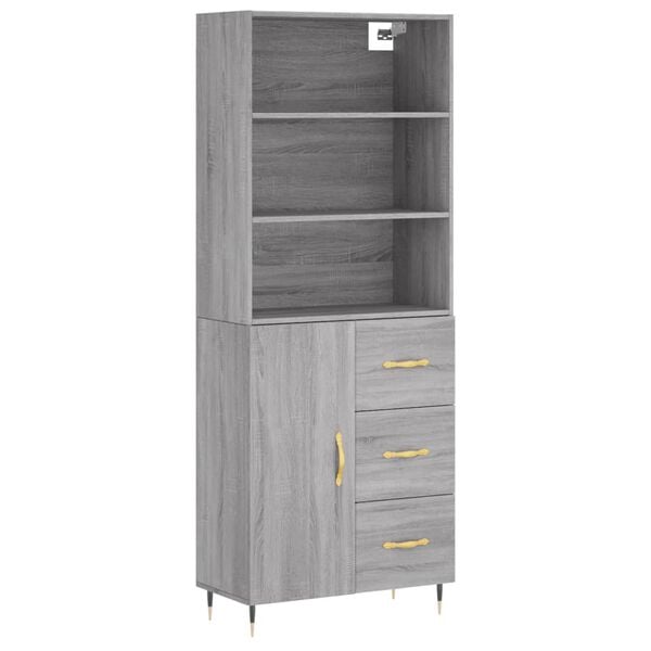 vidaXL Skř&iacute;ň highboard &scaron;ed&aacute; sonoma 69,5 x 34 x 180 cm kompozitn&iacute; dřevo