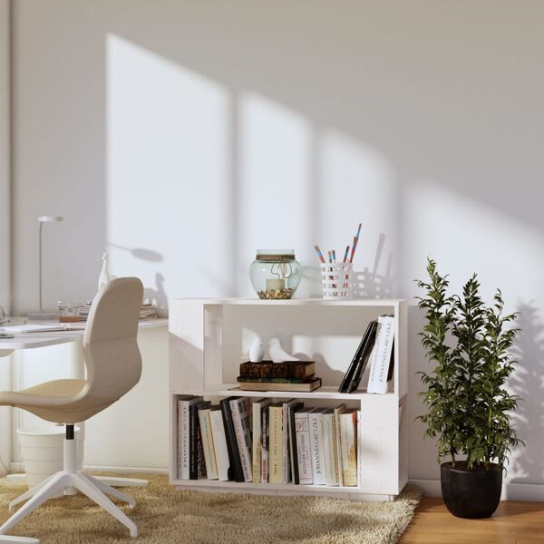 vidaXL Knihovna / dělicí stěna bílá 80 x 25 x 70 cm masivní borovice