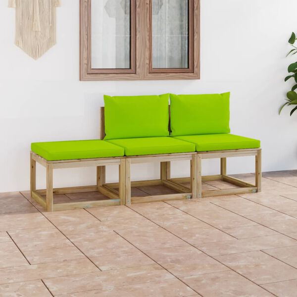 vidaXL 3d&iacute;ln&aacute; zahradn&iacute; sedac&iacute; souprava s jasně zelen&yacute;mi podu&scaron;kami