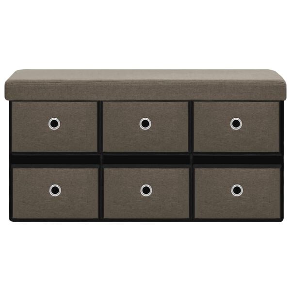 vidaXL Skl&aacute;dac&iacute; &uacute;ložn&aacute; lavice hněd&aacute; 76 x 38 x 38 cm uměl&yacute; len