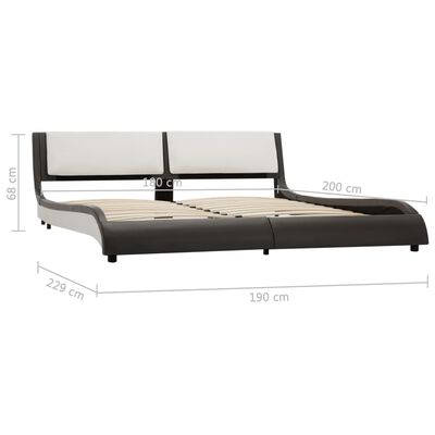 vidaXL Rám postele s LED světlem šedý a bílý umělá kůže 180 x 200 cm