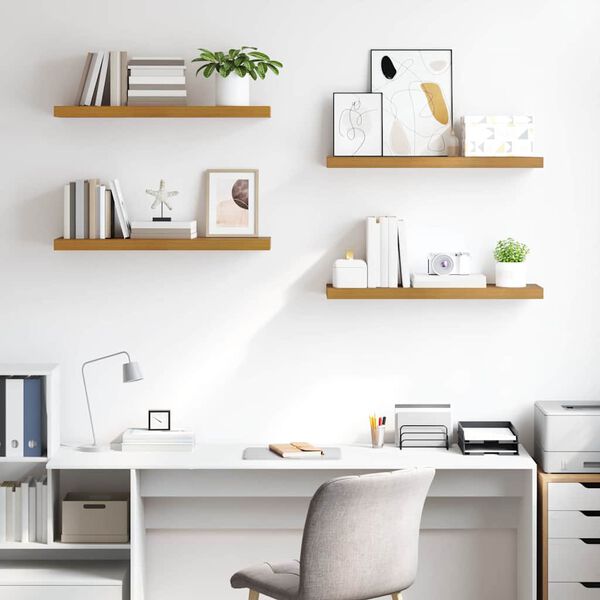 vidaXL N&aacute;stěnn&aacute; polička 4 pcs B&eacute;žov&aacute; 80 x 23,5 x 4 cm kompozitn&iacute; dřevo