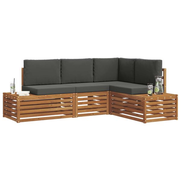 vidaXL Venkovn&iacute; pohovkov&aacute; souprava 4 Kus Přirozen&aacute; a Anthracitov&aacute;