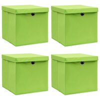 vidaXL Úložné boxy s víky 4 ks zelené 32 x 32 x 32 cm textil