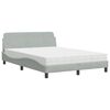 vidaXL Postel s matrac&iacute; Dover světle &scaron;ed&aacute; 140 x 190 cm samet