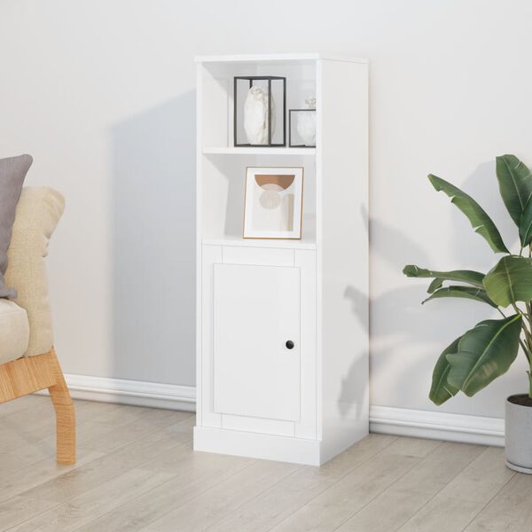 vidaXL Skř&iacute;ň highboard leskl&aacute; b&iacute;l&aacute; 36 x 35,5 x 103,5 kompozitn&iacute; dřevo