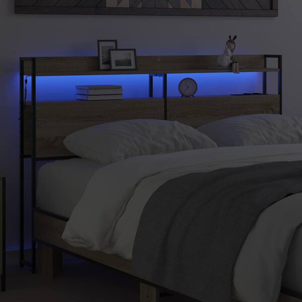 vidaXL &Uacute;ložn&eacute; čelo postele s polic&iacute; dub sonoma 120 cm Kompozitn&iacute; dřevo