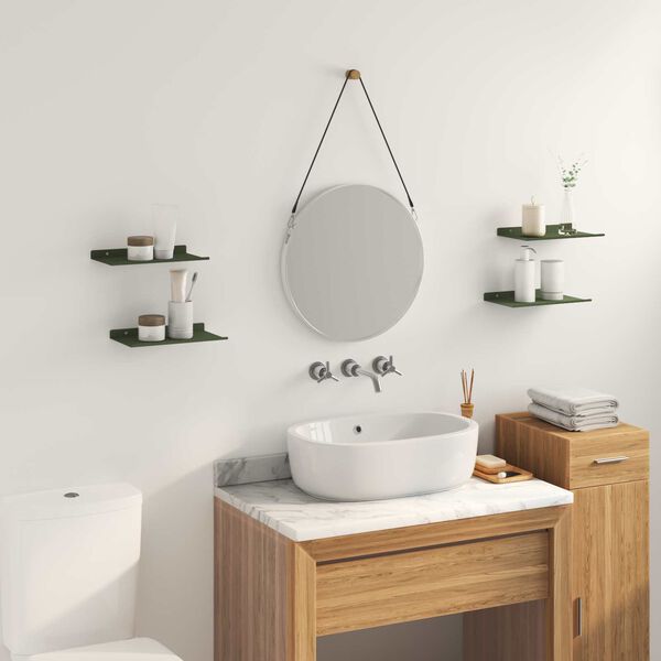 vidaXL Plovouc&iacute; police 4 pcs Olivově zelen&aacute; 30 x 18 x 2,5 cm Ocel