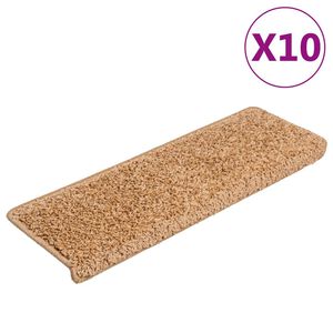 vidaXL Schodov&eacute; rohože 10 ks 65 x 21 x 4 cm b&eacute;žov&eacute; s obd&eacute;ln&iacute;kov&yacute;m okrajem