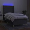 vidaXL Box spring postel s matrac&iacute; a LED tmavě &scaron;ed&aacute; 90x190 cm textil