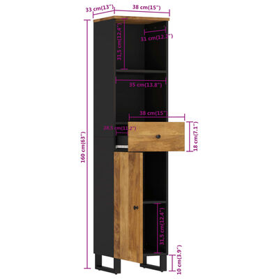 vidaXL Koupelnová skříňka 38 x 33 x 160 cm masivní mangovníkové dřevo
