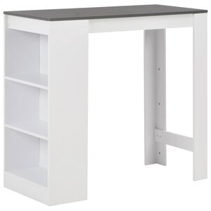 280216 vidaXL Bar Table with Shelf White 110x50x103 cm