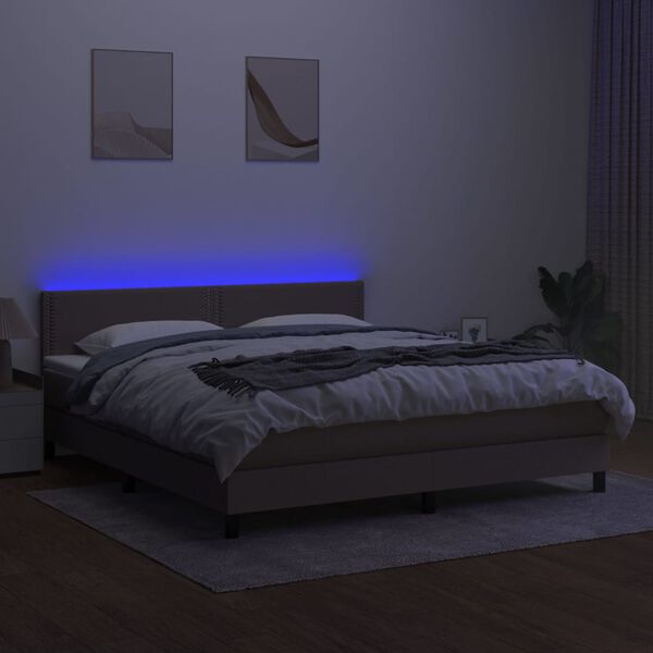 vidaXL Box spring postel s matrac&iacute; a LED taupe 180x200 cm textil