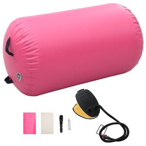 vidaXL Nafukovac&iacute; cvičebn&iacute; v&aacute;lec s pumpou 100 x 60 cm PVC růžov&yacute;