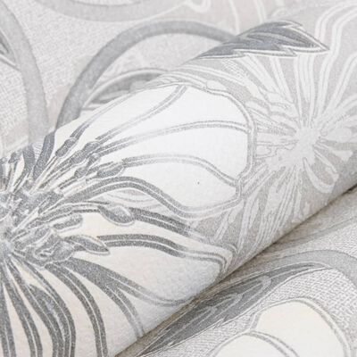 vidaXL Tapeta 3D vzor květin šedá