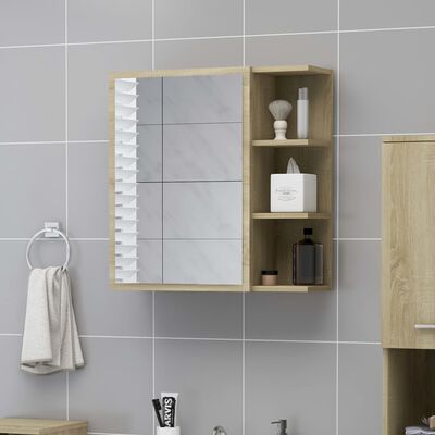 vidaXL Koupelnová skříňka zrcadlo dub sonoma 62,5x20,5x64 dřevotříska