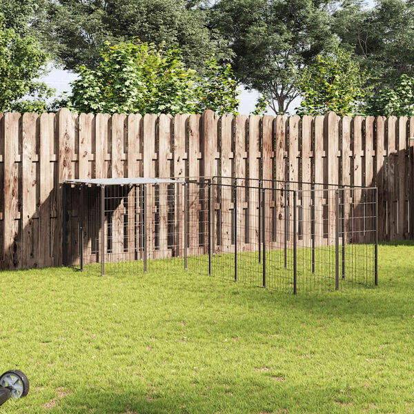 vidaXL Psí kotec černý 4,84 m² ocel