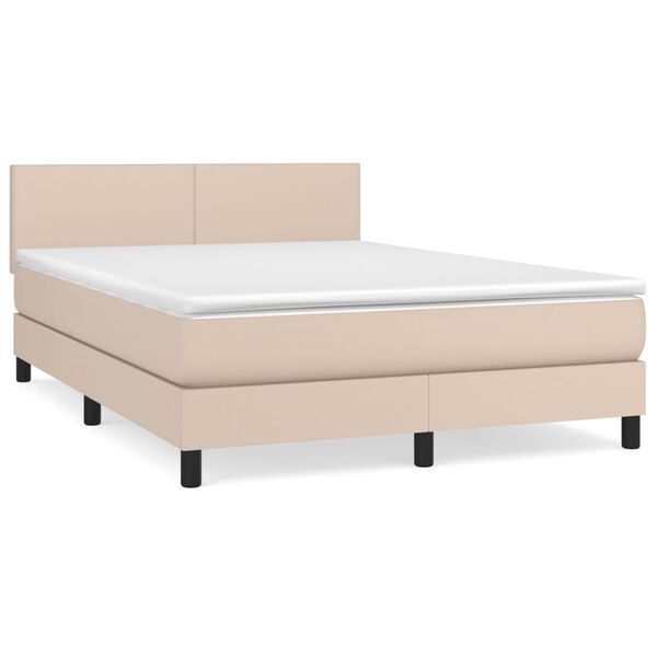vidaXL Box spring postel s matrac&iacute; cappuccino 140x200 cm uměl&aacute; kůže