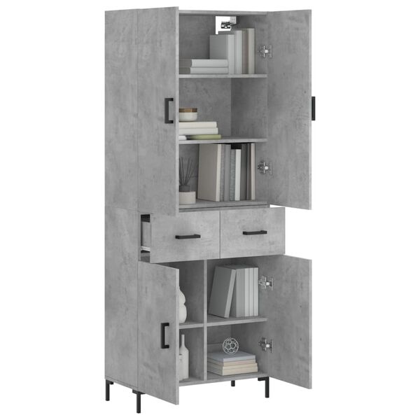 vidaXL Skř&iacute;ň highboard betonově &scaron;ed&aacute; 69,5x34x180 cm kompozitn&iacute; dřevo