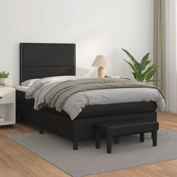 vidaXL Box spring postel s matrac&iacute; čern&aacute; 120x190 cm uměl&aacute; kůže