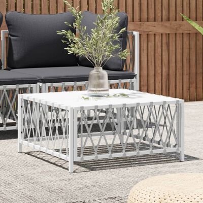 vidaXL Zahradní stolek bílý 70 x 70 x 34 cm tkaná textilie