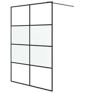 vidaXL Sprchov&aacute; z&aacute;stěna walk-in čern&aacute; 140x195 cm napůl ml&eacute;čn&eacute; ESG sklo