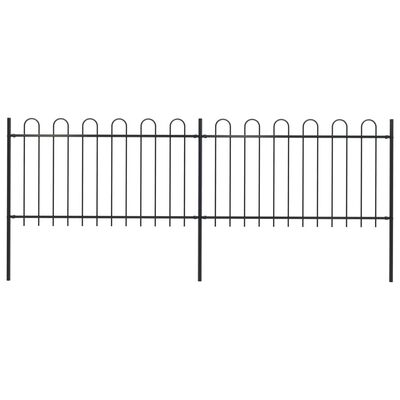 vidaXL Zahradní plot s obloučky ocelový 3,4 x 1 m černý