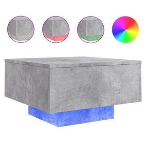 vidaXL Konferenčn&iacute; stolek s LED osvětlen&iacute;m betonově &scaron;ed&yacute; 55x55x31 cm
