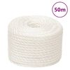 vidaXL Pracovn&iacute; lano b&iacute;l&aacute; 12 mm 50 m polypropylen